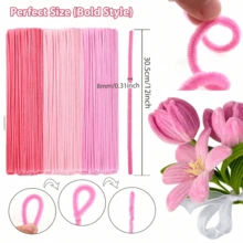 Pink Gradient Upgraded Encrypted Pipe Cleaner Handmade Set, Perfect For Making Fresh Flower Crafts, Artificial Floral Arrangements, Valentine's Day, Mother's Day Gifts, World Cup, Back To School, Graduation Gifts, Holiday Decorations - Multicolor - View 2
