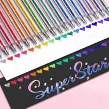 1 Set de Marcadores de Acuarela con Brillo de Colores, Marcadores Capas para Planificador de Estudiantes y Garabatos - Multicolor - Ver 2