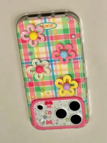 春季彩色 3D 花朵手機殼，適用於 iPhone 18 Pro Max 18 Pro 18 17 Pro Max 17 Pro 17 16 Pro Max 16 Pro 16 15 Pro Max 15 Pro 15 14 Pro Max 14 Pro 14 13 Pro Max 13 Pro 13，時尚耐用手機配件保護殼，可愛花卉禮物，適合科技愛好者與時尚女孩 - 星星格子 - 查看 3