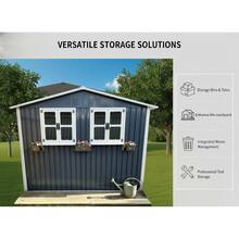 6x9 FT Outdoor Metal Storage Shed With Window And Flower Rack, Lockable Double Doors Tool Shed, Waterproof Weatherproof Garden Shed For Backyard Patio, Coal Gray - Coal Gray + Metal + Garden & Outdoor1 - View 9