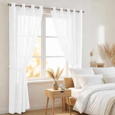 SERAPHINEX Cortina Transparente Clásica De Color Liso (1 Pieza), Tamaño 140*225 Cm, Ligera Y Translúcida, Luz Suave, Diseño Minimalista, Ideal Para Sala De Estar, Dormitorio Y Balcón.