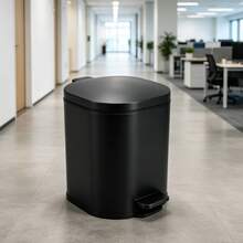 6L Rectangular Pedal Trash Bin, 410 Stainless Steel Bin With Thick Soft Close Lid And PP Base, Single Bucket - Matte Black - View 2