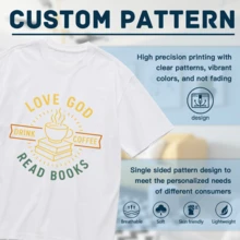 Love God Drink Coffee Read Books Lovers Vintage T-Shirt For Women Men Cotton Short Sleeve Crew Neck Graphic Top Tee - 白色 - 查看 4