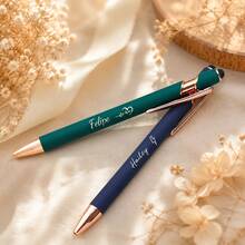 Custom Text & Logo Office Pen, Personalized Engraved Rose Gold Ballpoint Pen, Soft Touch Rubber Grip, Exquisite Christmas & Graduation Gift, Touchscreen Stylus, Back To School & Company Colleague Gift - Engraving Pen - View 6