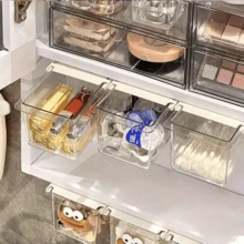 1pc Adjustable Cabinet Drawer Organizer, With Adhesive Back, Hidden Pull-Out Design, Suitable For Mirror Cabinet Drawers, Multi-Compartment Plastic Storage Rack, Smooth Slide System, Suitable For Bathroom, Kitchen And Closet - View 7