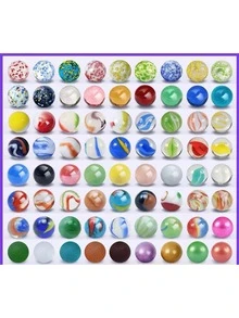 30/60/100pcs 1.6cm Colorful Rainbow Pretty Transparent Glass Beads Marbles (Random Style) - Multicolor - View 5