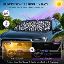 1pc Grey Leopard Print Car Windshield Sunshade, Black Rubber Material, Foldable, Easy Storage, Blocks Sunlight And UV Rays, Cools And Protects Car Interior - A - View 4