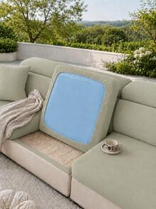 1pc Solid Color Milk Silk Sofa Seat Cushion Cover, High Elasticity Dust-Proof Stain-Resistant Removable Washable All-Season Sofa Cover, Suitable For Outdoor Wicker Modular Sofa, Single Piece Sold Not Set Sofa Seat Cushion Protector - Light Matcha - View 5