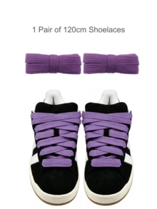 1 Pair Wide Flat Shoelaces (120cm/47.24"), Suitable For Sports Shoes/Unisex Casual Shoes/White Shoes/Basketball Shoes/Training Running Shoes, Summer Vacation, Graduation Party, Back To School Season - Multicolor - View 20