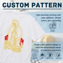 Our Lady Virgen De Guadalupe Virgin Mary Gracias (2) T-Shirt For Women Men Cotton Short Sleeve Crew Neck Graphic Top Tee - 白色 - 查看 4