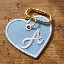 Personalized Embroidered Keychain, Customized Name Embroidered Bag Charm, Customized Initial Wallet Charm, Cute Creative Gift, Aesthetic Gift For Her - Embroidered Heart Keychain - View 6