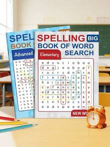1套全新英文單字搜尋遊戲書，拼字練習練習簿，分為基礎版與進階版，趣味詞彙學習活動書，適合教室使用，理想的生日、聖誕、節日開學禮物 - 彩色 - 查看 5