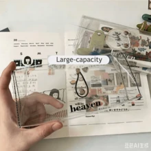 1件透明PVC鉛筆盒，學生防水文具收納袋，文具盒，返校用品，返校季 - 多色 - 查看 2