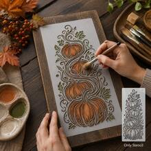 Autumn Pumpkin Taco Reusable Painting Stencils, Suitable For DIY Crafts, Thanksgiving, Halloween, Holiday Home Wall Decor, Scrapbooking, Porch Canvas Art, Vintage Scroll Vine Leaf Pattern Stencil Set, Holiday Celebration Handmade Supplies Art Projects - Sets - View 7