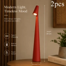 1 pieza Lámpara de escritorio LED portátil de ABS, con cable USB, diseño minimalista y delgado, atenuación táctil, carga USB, adecuada para dormitorio y oficina - luz roja blanca - Ver 29