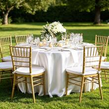 1pc Smooth Satin Tablecloth For Wedding Party Decoration, Solid Color Tablecloth For Banquet Birthday Party Background - White - View 8