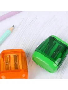 1/2/4/8pcs Manual Pencil Sharpener, Dual-Hole Compact Handheld Design, Suitable For Children, Students, Classroom And Home Office (Random Color) Back To School Season - Multicolor - View 2