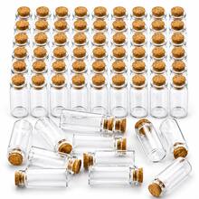 10/20/30/50pcs Mini Transparent Glass Jars, 0.34oz (Approx. 10ml) Capacity With Cork Stopper - Suitable For DIY Crafts, Wedding Decor And Party Favors | Hand Wash Only, Oval Transparent Bottle, Decorative Bottle - A - View 1
