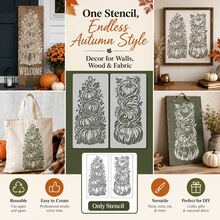 Autumn Pumpkin Taco Reusable Painting Stencils, Suitable For DIY Crafts, Thanksgiving, Halloween, Holiday Home Wall Decor, Scrapbooking, Porch Canvas Art, Vintage Scroll Vine Leaf Pattern Stencil Set, Holiday Celebration Handmade Supplies Art Projects - Sets - View 2