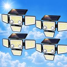 SZRSTH 1/2/3/4 Pack Solar Outdoor Lights 4 Heads 3000LM IP65 Waterproof 270° Wide Angle Solar Powered Wall Light For Garden Backyard Patio Garage Porch Outdoor Decoration Holiday Gift - 白色 - 查看 8
