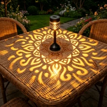 Lampe de table à projection de pivoine à énergie solaire, lumière solaire extérieure en métal étanche IP65 avec LED colorée, lumière décorative à ombre florale, convient pour patio, jardin, cour, table, cadeau de pendaison de crémaillère - 1PC - Voir 1