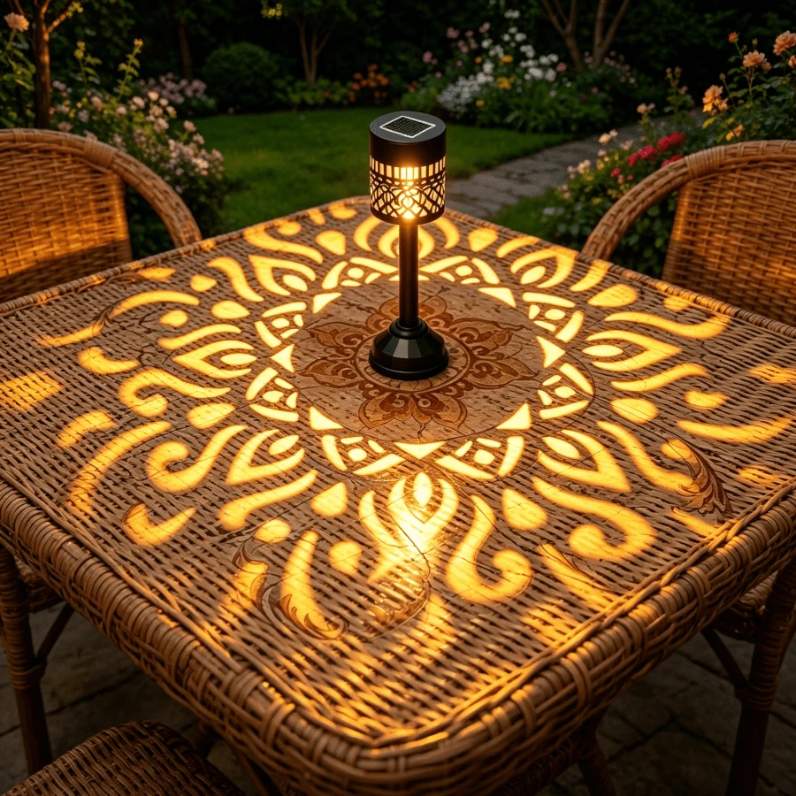 Lampe de table à projection de pivoine à énergie solaire, lumière solaire extérieure en métal étanche IP65 avec LED colorée, lumière décorative à ombre florale, convient pour patio, jardin, cour, table, cadeau de pendaison de crémaillère - 1PC - Voir 1