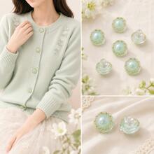 10 piezas Botones de flor de perla con vástago, botones decorativos de costura con borde dorado, adecuados para reparación de ropa DIY, reemplazo de botones de cárdigan, chaqueta y suéter - 10 unidades - Ver 9