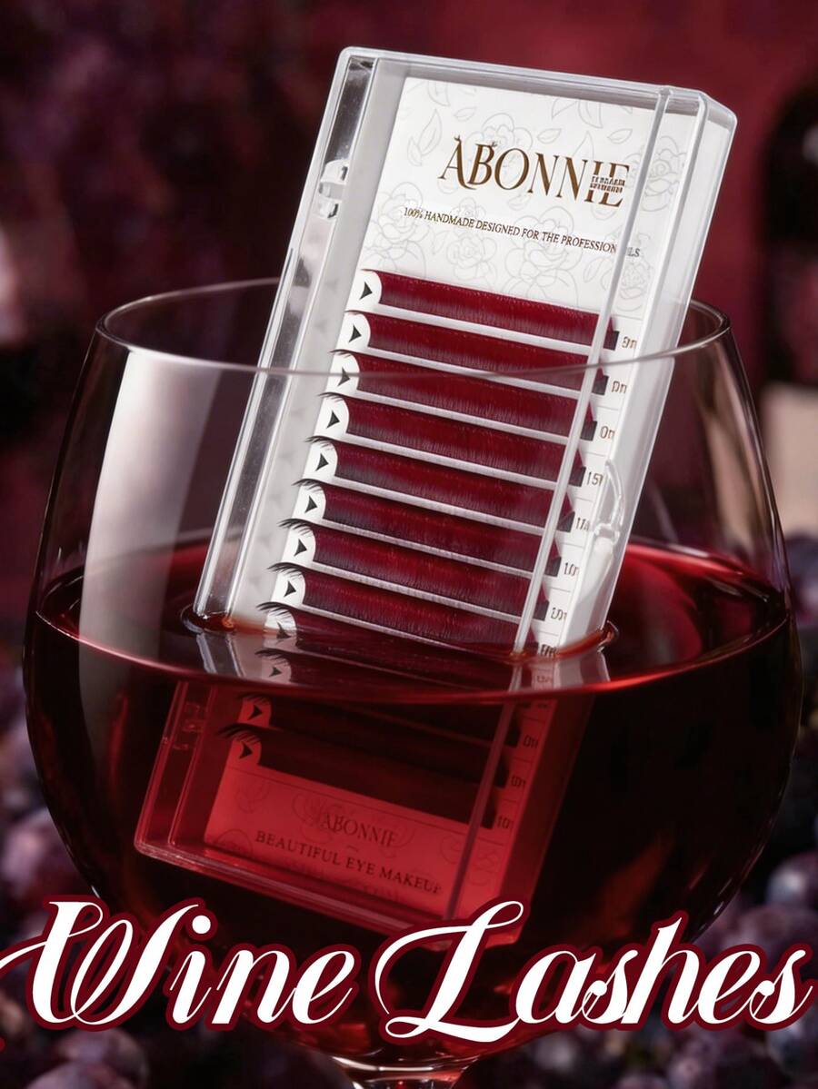 LAKANAKU Burgundy Classic False Eyelashes Wine Red Eyelash Extensions Premium Cashmere Mink Fur Individual False Eyelashes - View 1