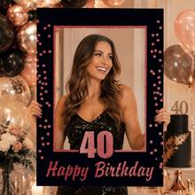 LaVenty 玫瑰金 40 歲生日派對拍照道具 40 歲生日相框 生日相框，聖誕節 - 粉色 - 查看 5