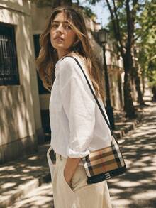Burberry Plaid Women's Shoulder Bag - Black Color Blocking 80840261 - View 2