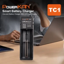 شاحن سريع POWERKAN TC1 18650: فتحة واحدة، طاقة 2A Type-C – اشحن بطارية مصباحك في وقت قصير. الخيار الاحترافي لإعادة - لا - مشاهدة 2