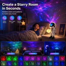 Astronaut Galaxy Projector Night Light With Dimmable Moon Lamp, Remote Control, Timer, Adjustable Brightness, Space Room Decor Gift For Kids & Adults - Holding the Moon White - View 2