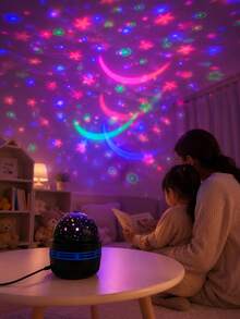 1pc [Starry Sky Projector Light] Black Star & Moon Pattern Projection Night Light, Colorful Star & Moon Wall & Ceiling Light Effect | Suitable For Bedroom, Bedside, Dorm, Room Decoration - Multicolor - View 11