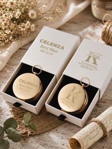 Personalized Engraved Compass With Custom Name, Best Man Proposal Gift, Groomsmen Wedding Favor, Customizable Compass With Engraved Wooden Gift Box. - Multicolor Compass - View 2