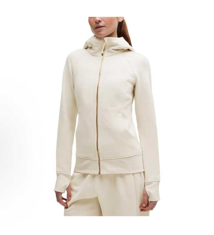 Lululemon Women's Scuba Full-Zip Hoodie Classic Hooded Jacket Fit Track Jacket Full Zip Outerwear Breathable Warm Athletic Sweatshirt With Thumbholes - Bone White - 查看 1