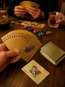 1 Deck Premium Playing Cards - Luxury Gold Playing Card Set, Waterproof, Durable, Perfect For Magic, Game Night, Collection And Gifts - Gold-plated Playing Cards - View 1
