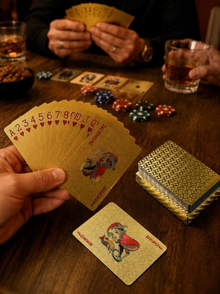 1 Deck Premium Playing Cards - Luxury Gold Playing Card Set, Waterproof, Durable, Perfect For Magic, Game Night, Collection And Gifts - Gold-plated Playing Cards - View 1