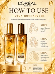 L’Oreal Paris L'Oréal Paris 奇蹟護髮油 100ml，長效滋養，撫平毛躁，柔順絲滑，適合所有髮質，特別是乾燥脆弱髮質 - 奇煥發髮精油-(小棕瓶&小黃瓶) - 查看 10