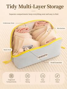 Underwear Storage Bag, Panties And Socks Travel Organizer, Portable Large Capacity Toiletry Bag, Fashionable Bra Storage Bag - Essential Travel Accessory,Bedroom Room Decor,Back To School - Multicolor - View 4