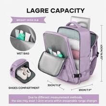 Large‑Capacity 43*30*20cm Waterproof Backpack With Shoe Pocket, Dry‑Wet Separation, Laptop Sleeve And USB Port. Available In Five Tones. Sleek‑Styled - Purple - View 3
