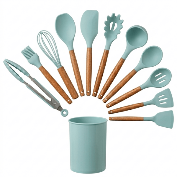 Set de 12 Mini Utensilios de Cocina de Silicona y Repostería Espátulas Antiadherentes Resistentes al Calor Grado Alimenticio