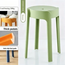 Nordic-Style Stools Made Of Thickened Plastic, Thickened Round Plastic Stools For Household Use, Stackable Design For Living Rooms, Windmill-Shaped Tall Plastic Dining Chairs, Easy To Stack And Store, Suitable For Home And Office Use - A - View 9