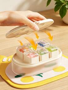 1pc Ice Cube Mold, Household Silicone Soft Bottom Freezer Ice Box, Storage Homemade Frozen Box, Ice Ball Mini Ice Tray, Silicone Household Homemade Ice Tray, Popsicle Freezer Ice Box, Ice Cube Tray With Lid - Multicolor - View 4