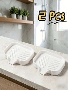 1/2pcs Self-Draining Slanted Silicone Soap Dish, Quick-Drip Soap Holder Tray, Non-Slip Elastic Silicone Soap Storage, Multi-Functional Storage Tray For Bathroom, Kitchen And Shower - Multicolor - View 14