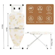 Buigelbrett 110 x 38 x 64-77 cm 6-Fachhohenverstellbar rutschfeste GummifuβeBaumwollbezug mit BuigeleisenablageTischplatte UniversalbugelbretterBugelbrettablage - Gelbgrin - Übersicht 5