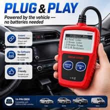 Herramienta de escaneo OBD2 con preparación I/M - Escáner de diagnóstico de motor avanzado, alimentado por USB - Leer y borrar códigos de la luz de verificación del motor, ver datos de cuadro congelado, herramienta de diagnóstico CAN, rojo - Rojo - Ver 7