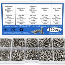 320pcs Stainless Steel Hex Nut And Bolt Set, M3-M5 Screws, Metal Fasteners, Suitable For DIY And Home Repair. - 320 PCS/SET - View 10