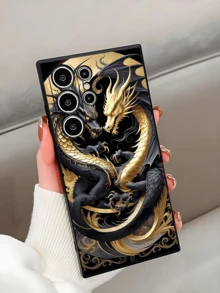 1件時尚雙龍對決保護殼 黑色 TPU 軟殼 耐磨防震 全包覆 相容於 Honor Galaxy A04e/A05s/A13/A14/A15/A34/A35/A50/A52/A53/A54/S21/S22/S23/S24/S25/S25Ultra/S25 FE/S26/S26PLUS/S26ULTRA/S26 EDGE/ 6A/7A/8A/ 12T/13T/14T - 黑色 - 查看 3
