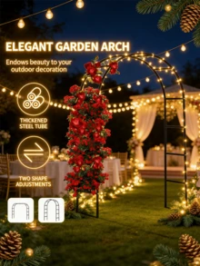 1 Set Of Heavy-Duty Steel Garden Arch Kit Size 2.4*1.4 Meters) - Black Metal Outdoor Structure, Ideal For Climbing Plants, (Roses, Vegetables) Can Also Be Used As Wedding Garland Balloon Arch - Romantic Valentine's Day Gift Idea - Black - View 7