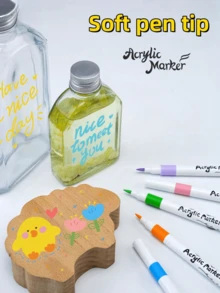 12/24/36/60/72pcs Large Capacity Soft Tip Acrylic Paint Marker Set, Water-Based Quick Dry Smooth Coloring Drawing Pens For Beginners, Multi-Surface Graffiti DIY Rock Wood Canvas Ceramic, Back To School School Art Supplies - Sets - View 5